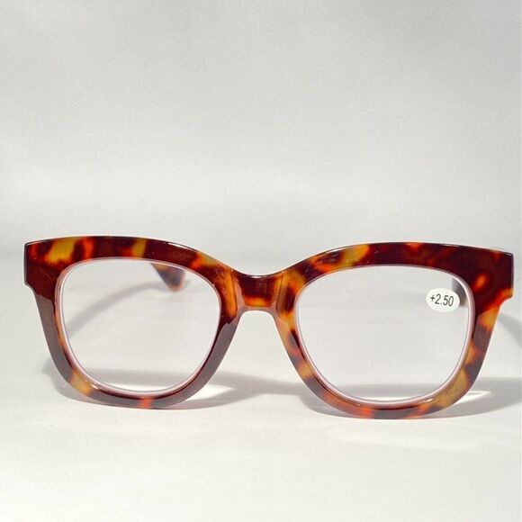 0621 Mona Reading Glasses  2.50 Tortoise Frames Rounded Square Shape - Picture 2 of 8